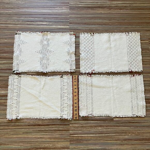 Scandinavian Hand Embroidered Cotton Placemats Huck Weaving Variety of 4 - Picture 3 of 8